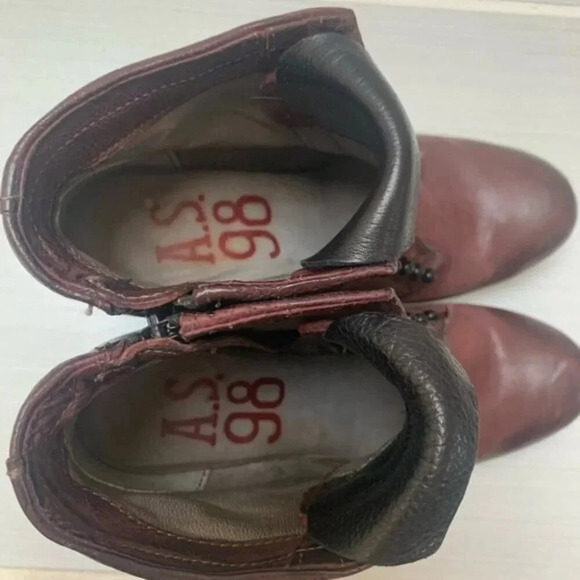 A.S. 98 Black Burgundy Heeled  Leather Booties 36 - Picture 6 of 14